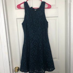 Dark Green Juniors sleeveless tie back party dress